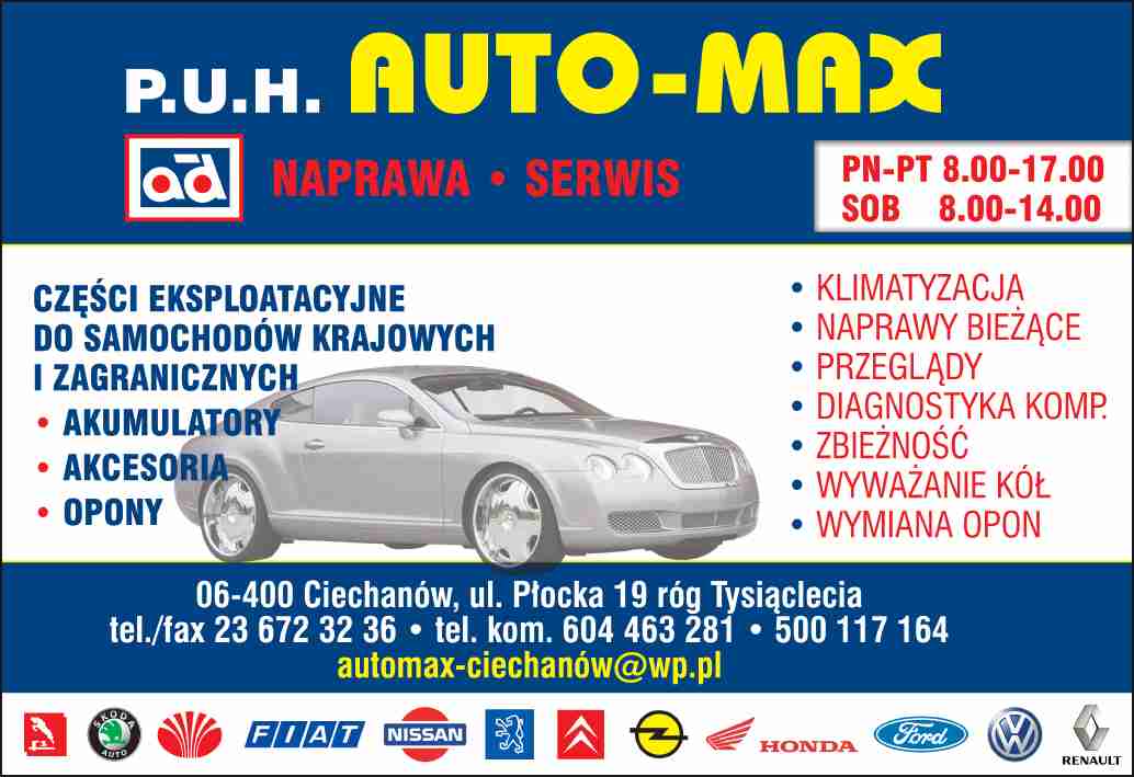 P.U.H. AUTO-MAX - części do samochodów CIECHANÓW części do samochodów CIECHANÓW